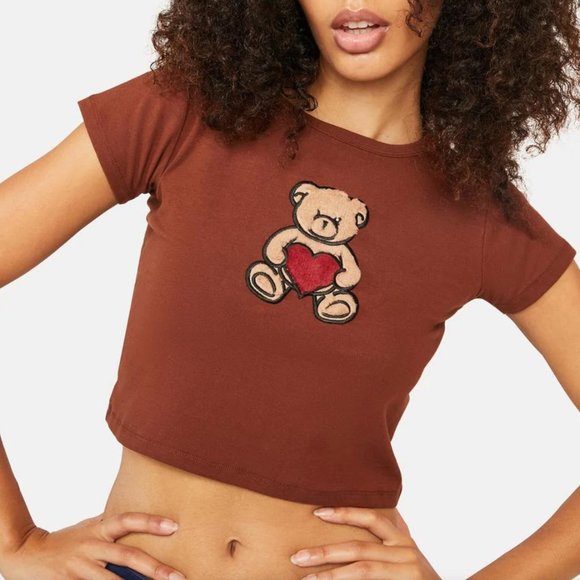 dELiA*s by Dolls Kill Hug A Boo Cropped Baby Tee - Picture 1 of 3